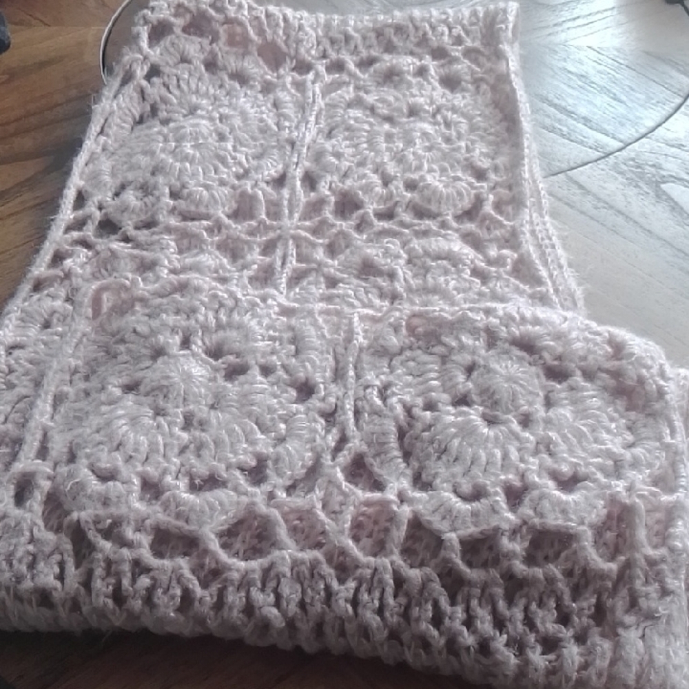 Aldo Crochet Lace Scarf in Light Pink
